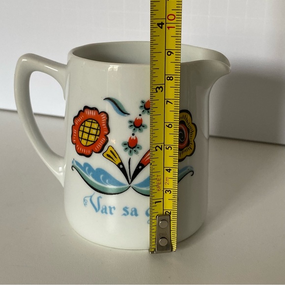 Swedish Berggren Porcelain Creamer “Var sa god” Folk Art-Vintage Floral Sweden - Picture 7 of 15